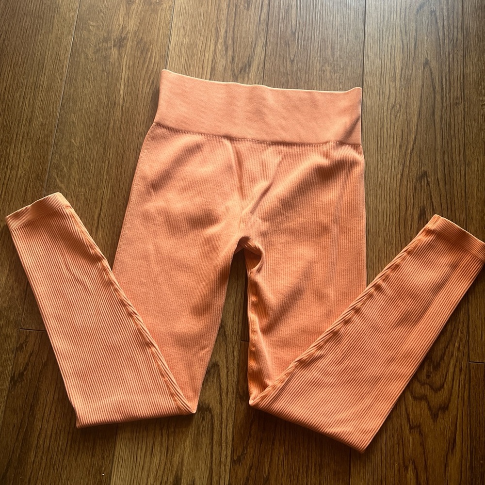 Orange Ribbed Leggings